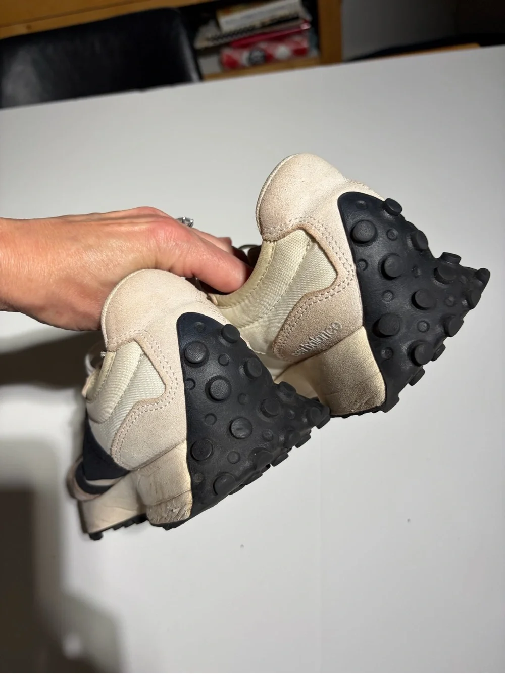 Casual Lace-Up Sneakers in Beige and Black NB 327’s women